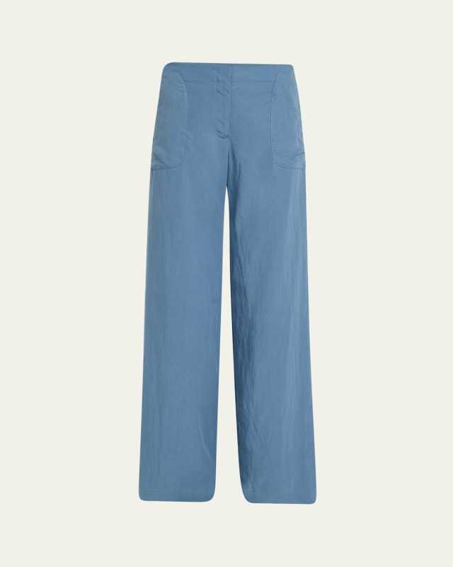 Eda Patch-Pockets Wide-Leg Pants